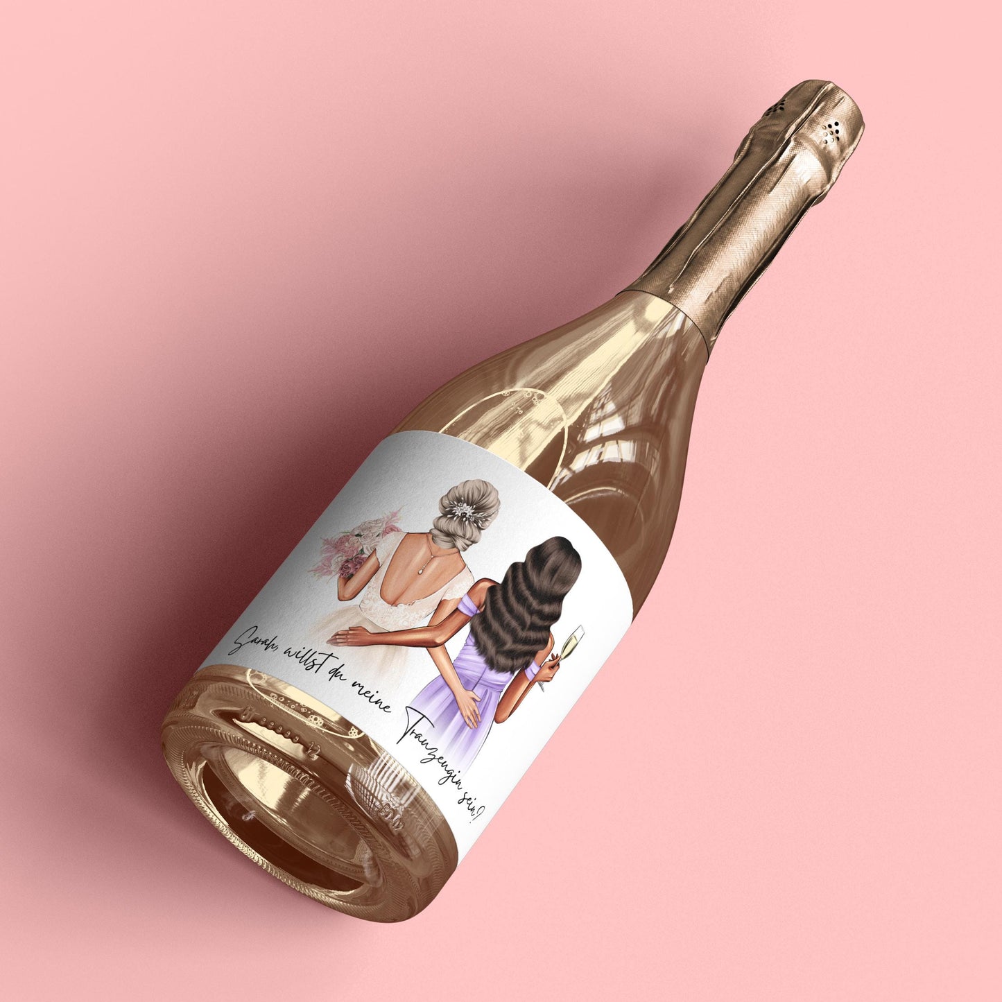 Willst du meine Trauzeugin sein Flaschenetikett personalisiert Trauzeugen fragen Geschenk Sekt Etikett selbstklebend 2 Stück | 9x13 cm