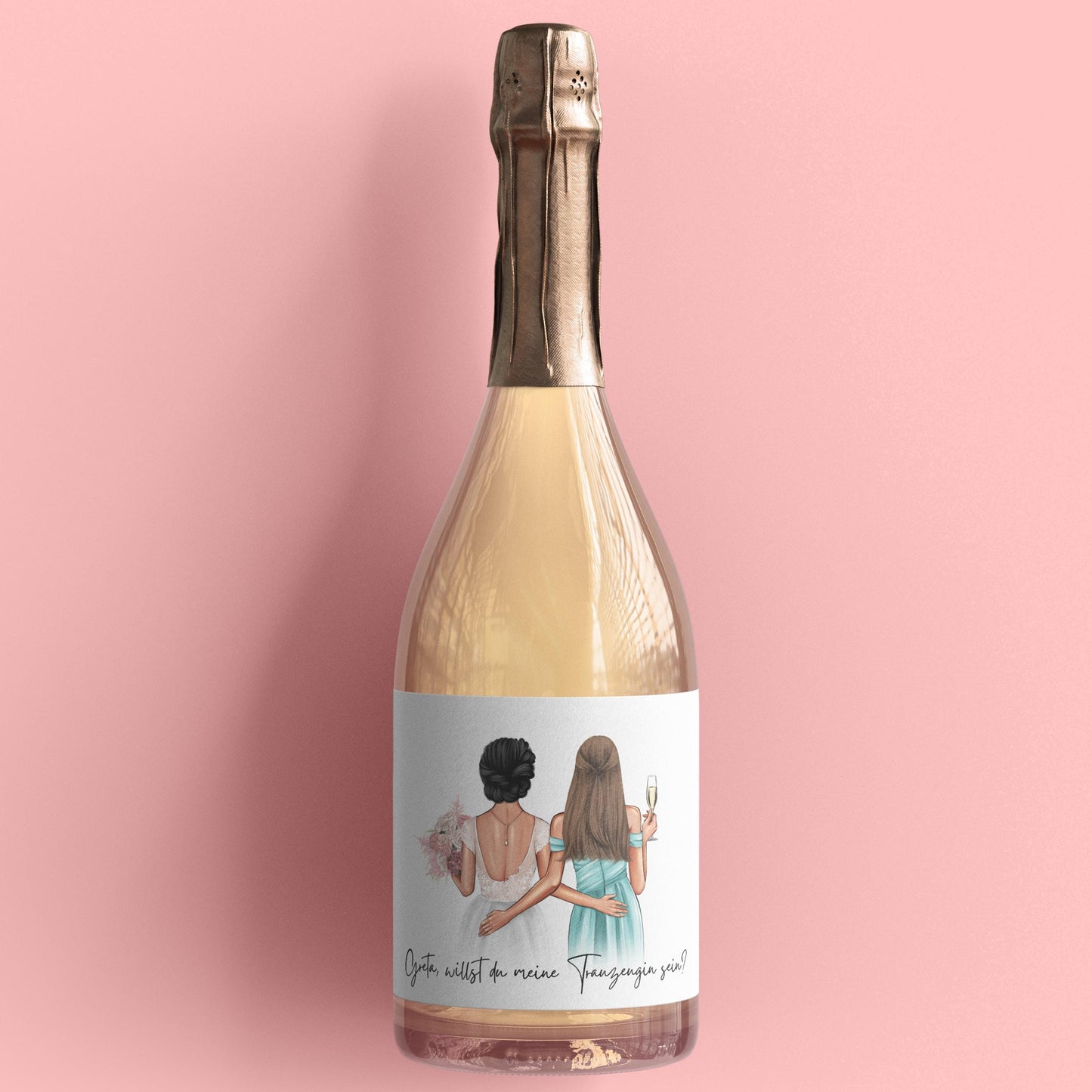 Willst du meine Trauzeugin sein Flaschenetikett personalisiert Trauzeugen fragen Geschenk Sekt Etikett selbstklebend 2 Stück | 9x13 cm