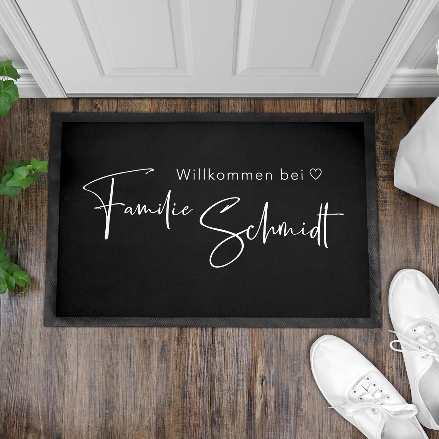 Fußmatte Familie personalisiert Willkommen Wohnung Einweihungsgeschenk Geschenk zum Einzug ins Haus Schmutzfangmatte für Innen 60x40 cm