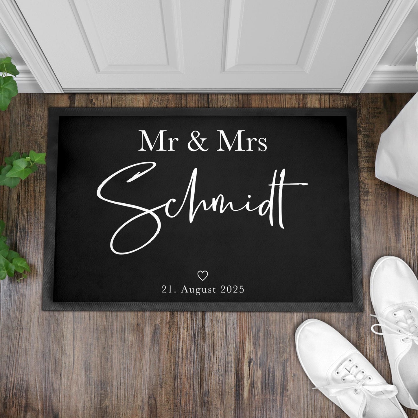 Fußmatte Hochzeit personalisiert Mr and Mrs Geschenk Einzugsgeschenk Wohnung Hochzeitsgeschenk Schmutzfangmatte für Innen 60x40 cm