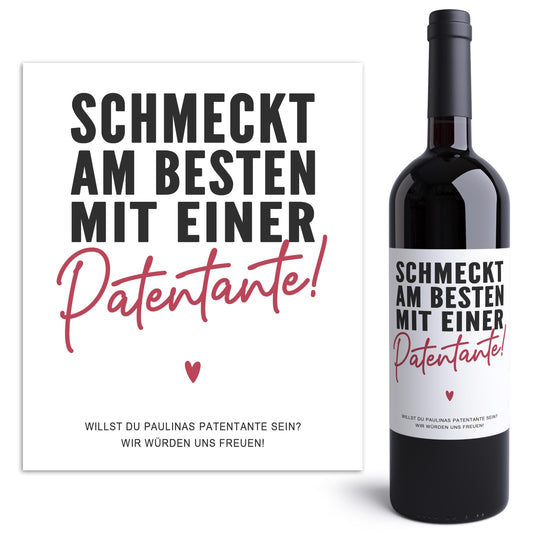 Patentante fragen Flaschenetikett personalisiert Willst du meine Patentante sein Geschenk Weinetiketten selbstklebend 2 Stück | 10x12 cm