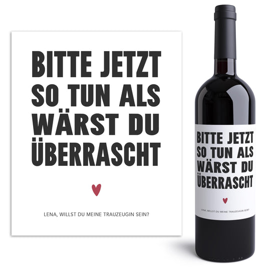 Trauzeugen fragen Weinetiketten personalisiert Willst du meine Trauzeugin sein Geschenk Wein Etiketten selbstklebend 2 Stk. | 10x12 cm