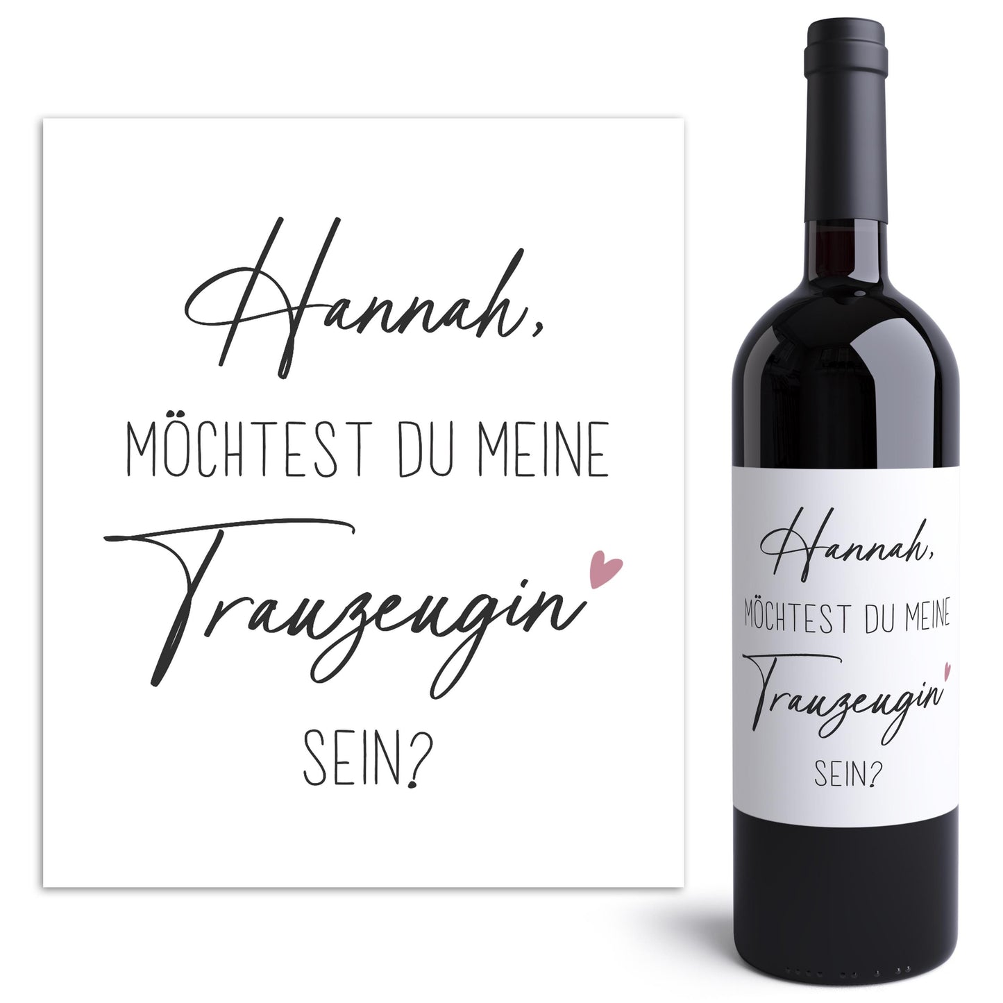 Möchtest du meine Trauzeugin sein Weinetikett personalisiert Trauzeugen fragen Geschenk Wein Etikett selbstklebend 2 Stk. | 10x12 cm