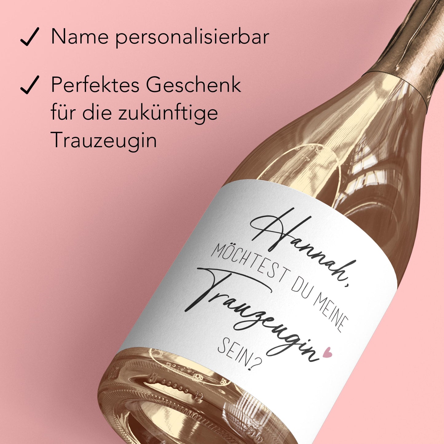 Möchtest du meine Trauzeugin sein Sektflasche Etikett personalisiert Trauzeugen fragen Geschenk Sekt Flaschenetiketten 2 Stk. | 9x13 cm