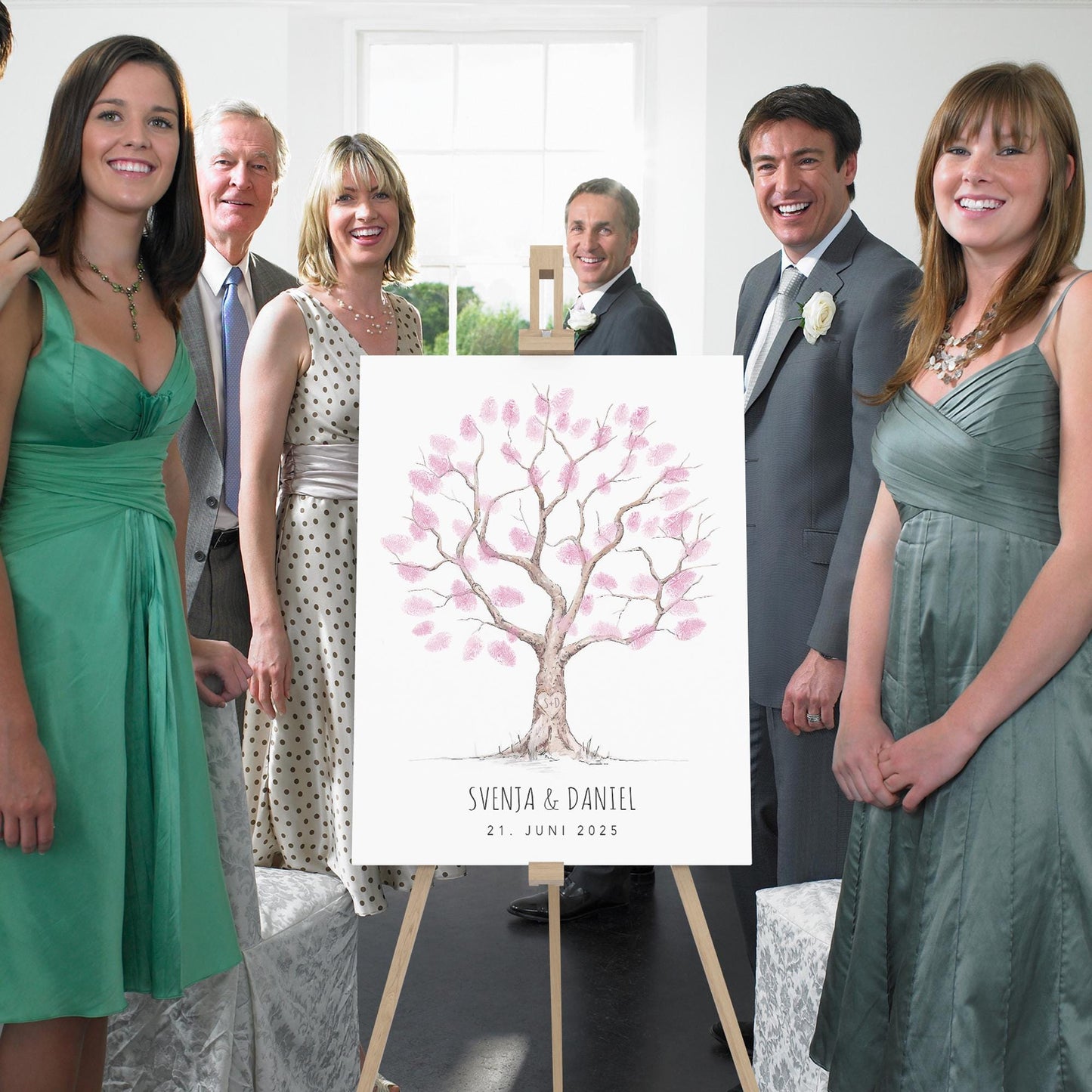 Hochzeit Gästebuch Fingerabdruck Leinwand personalisiert Hochzeitsbaum Hochzeitsgeschenk 30x40 cm (OHNE Farbe)