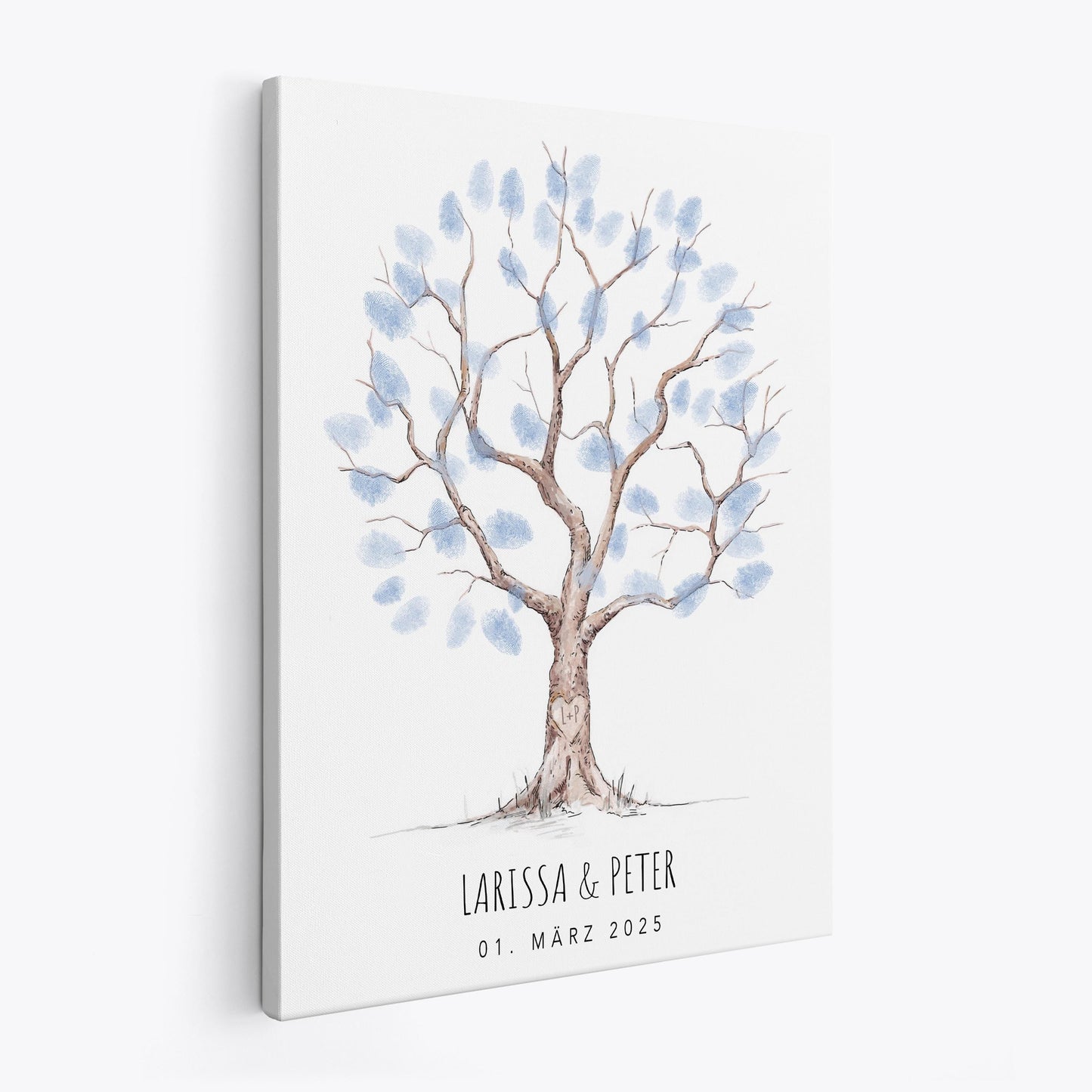 Hochzeit Gästebuch Fingerabdruck Leinwand personalisiert Hochzeitsbaum Hochzeitsgeschenk 30x40 cm (OHNE Farbe)