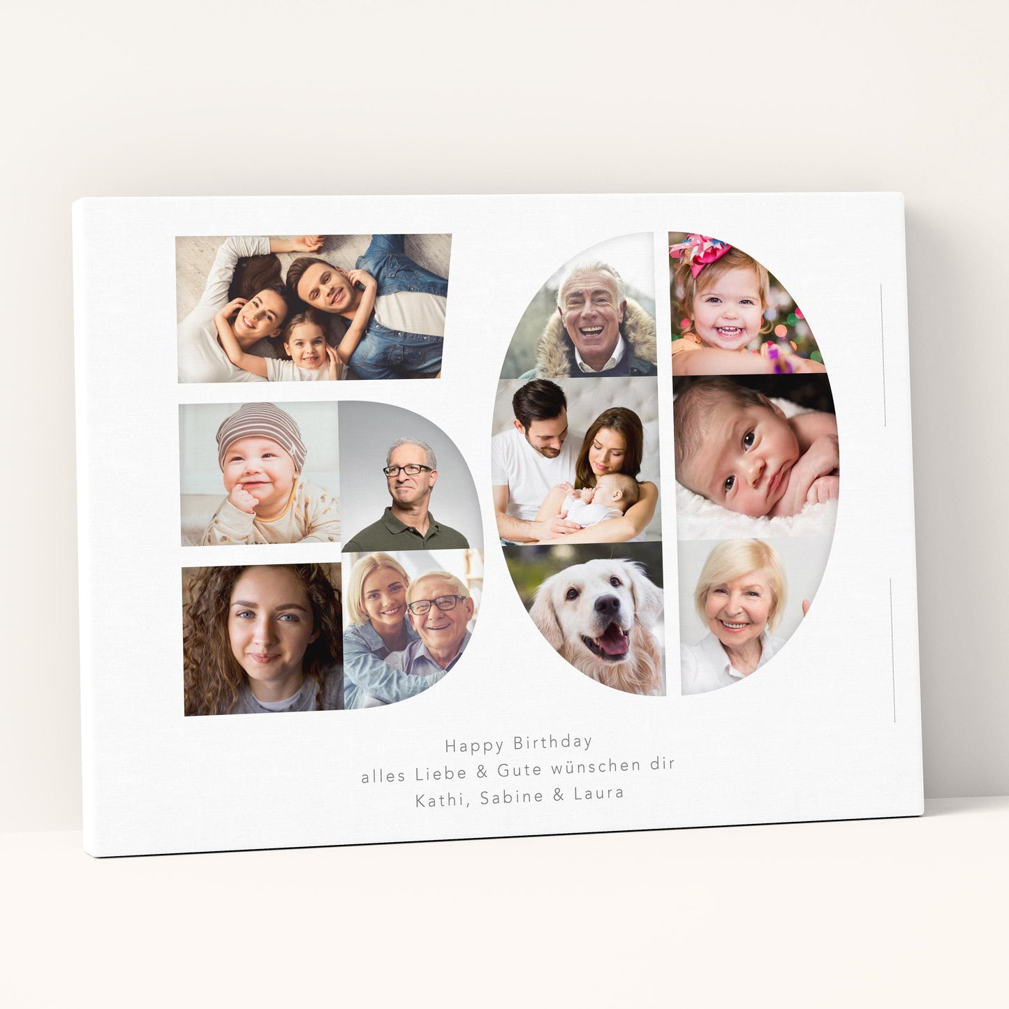 50. Geburtstag Frau Mann Geschenk Fotocollage 50 Leinwand personalisiert mit Fotos Fotogeschenk Geburtstagsgeschenk 30x40 cm