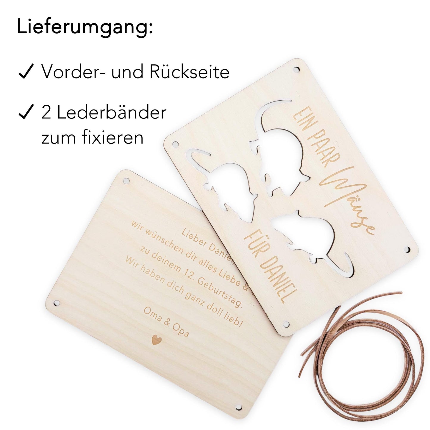 Ein paar Mäuse für dich Geldgeschenk Geburtstag personalisierte Geld Verpackung Geburtstagsgeschenk Geschenkkarte aus Holz 12x17 cm