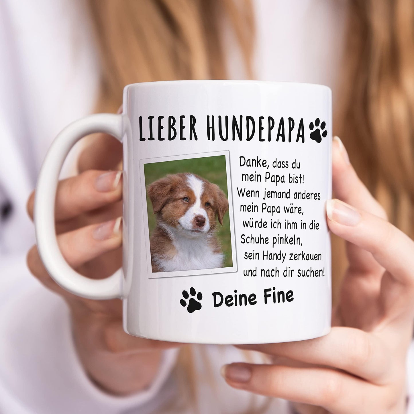 Hundepapa Tasse Hund personalisiert mit Foto Hundebesitzer Geschenk Hundeliebhaber Hundetasse lustig