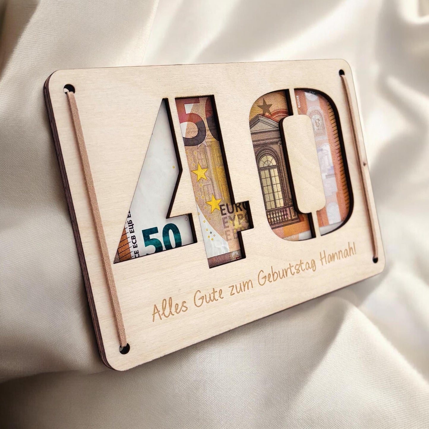 Geldgeschenk 40. Geburtstag personalisierte Geburtstagskarte Geldverpackung Verpackung Geld Geburtstagsgeschenk Geschenkkarte Holz 12x17 cm
