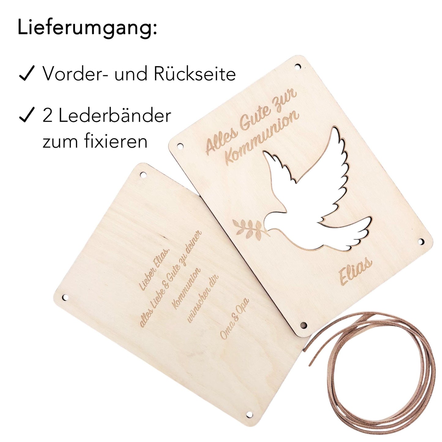 Kommunion Geldgeschenk personalisierte Geld Verpackung Erstkommunion Geschenk Junge Mädchen Geschenkkarte aus Holz 12x17 cm
