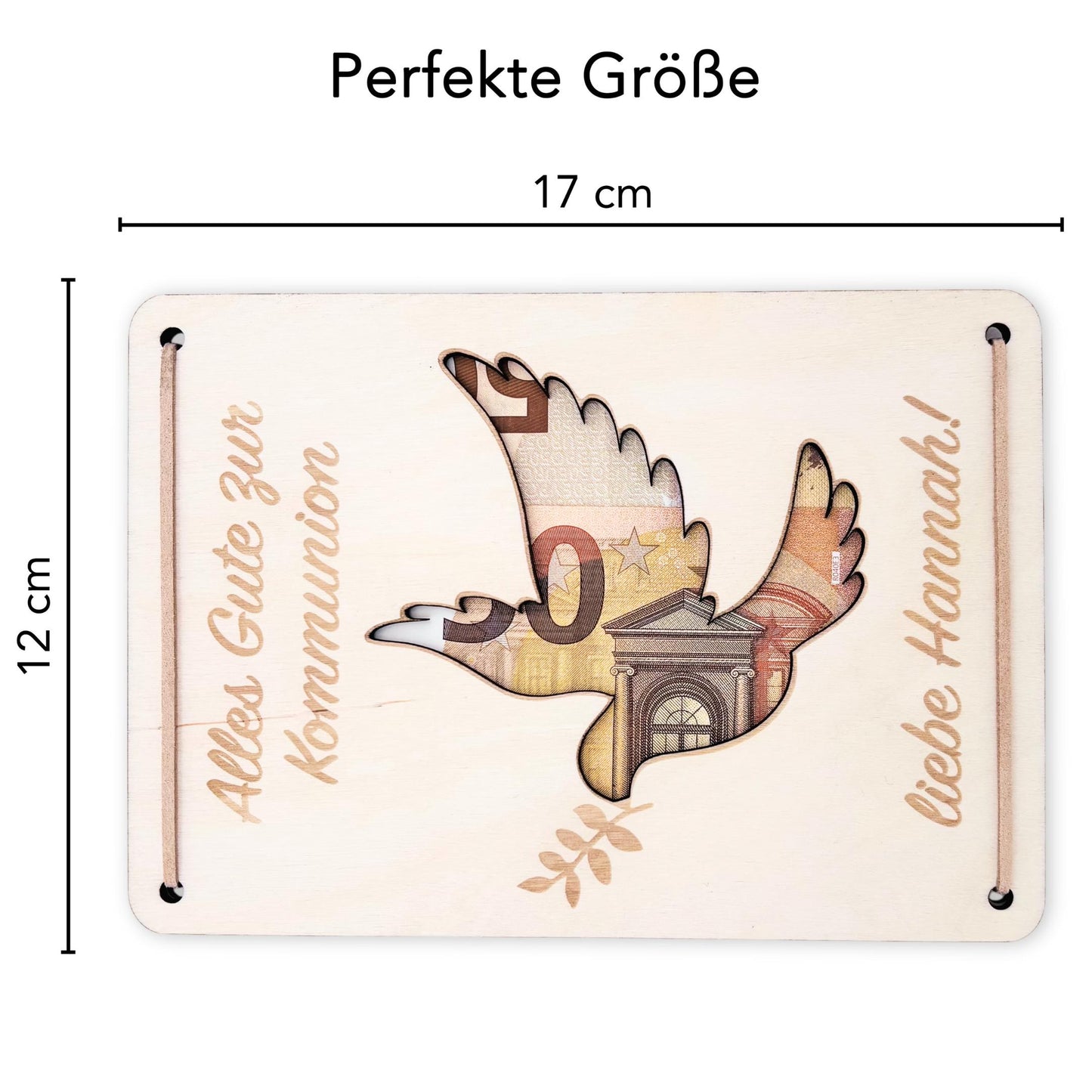 Kommunion Geldgeschenk personalisierte Geld Verpackung Erstkommunion Geschenk Junge Mädchen Geschenkkarte aus Holz 12x17 cm