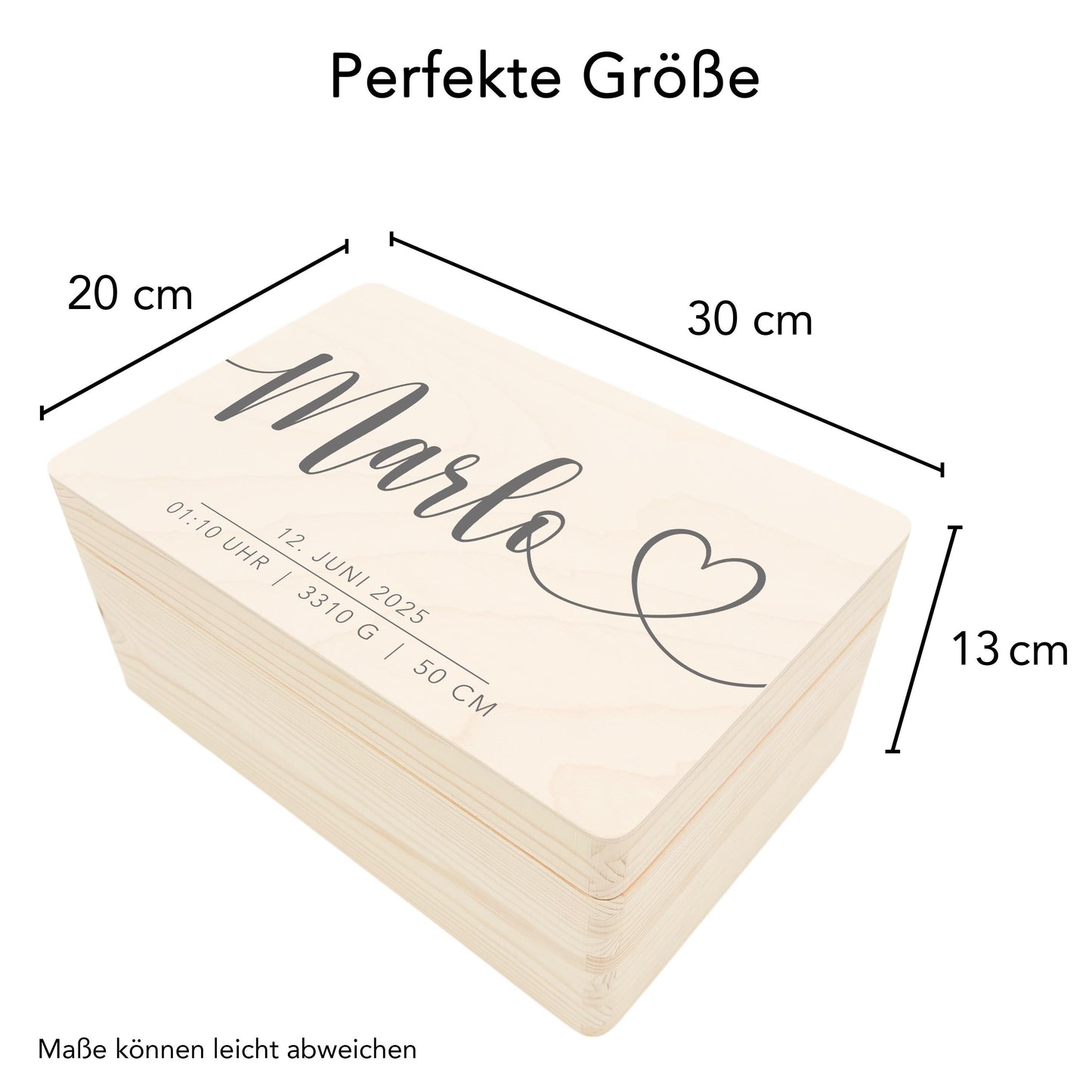 Erinnerungskiste Baby personalisierte Holzkiste mit Namen Erinnerungsbox Geschenk zur Geburt Geburtsgeschenk Holzbox 30x20x13 cm