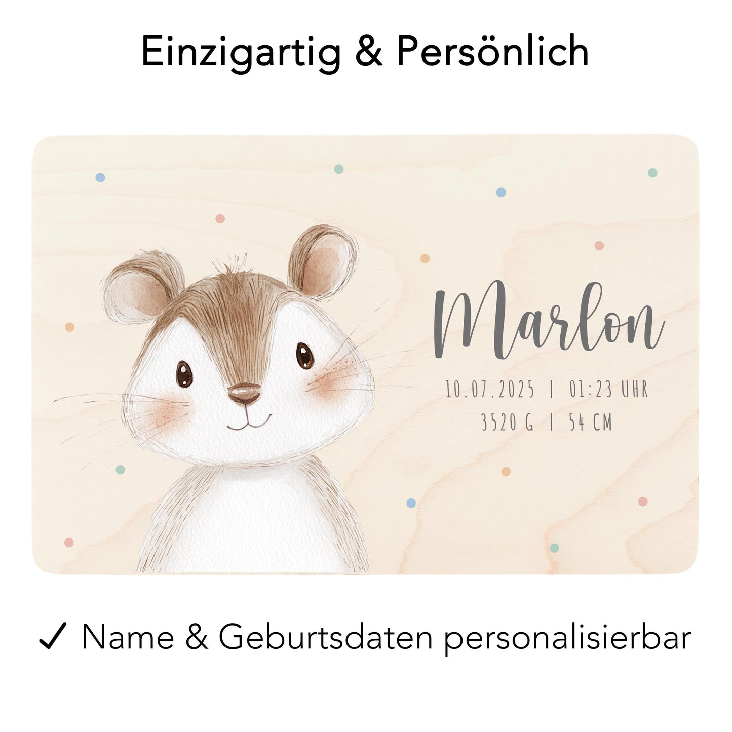 Erinnerungskiste Baby Maus Holzkiste personalisierte Erinnerungsbox Mädchen Junge Geschenk Geburt Geburtsgeschenk 30x20x13 cm