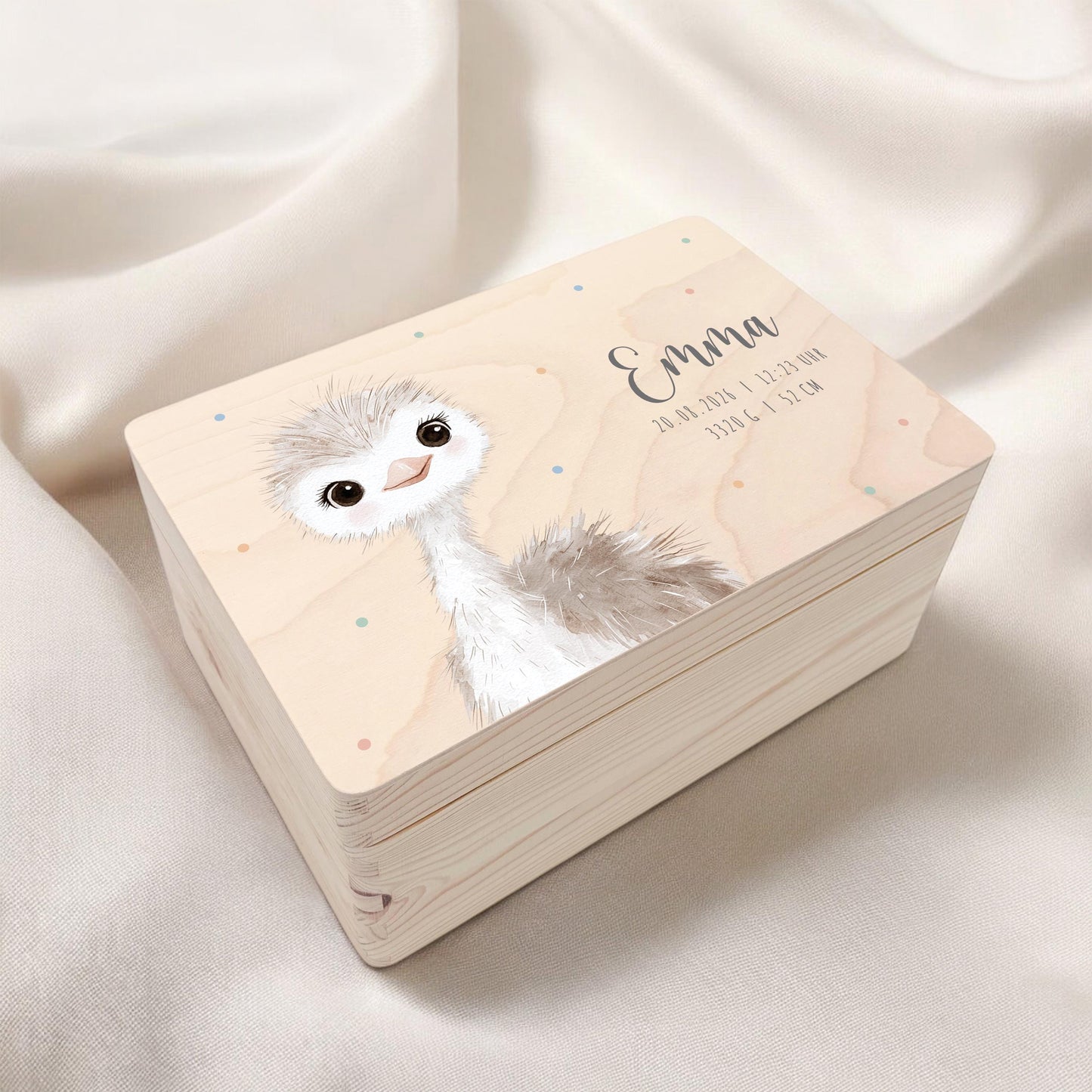 Erinnerungskiste Baby Strauß Holzkiste personalisierte Erinnerungsbox Mädchen Junge Geschenk Geburt Geburtsgeschenk 30x20x13 cm