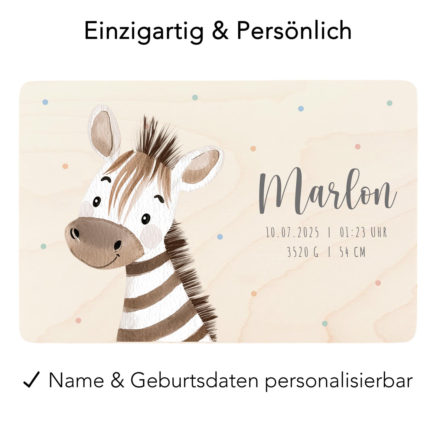 Erinnerungskiste Baby Zebra Holzkiste personalisierte Erinnerungsbox Mädchen Junge Geschenk Geburt Geburtsgeschenk 30x20x13 cm