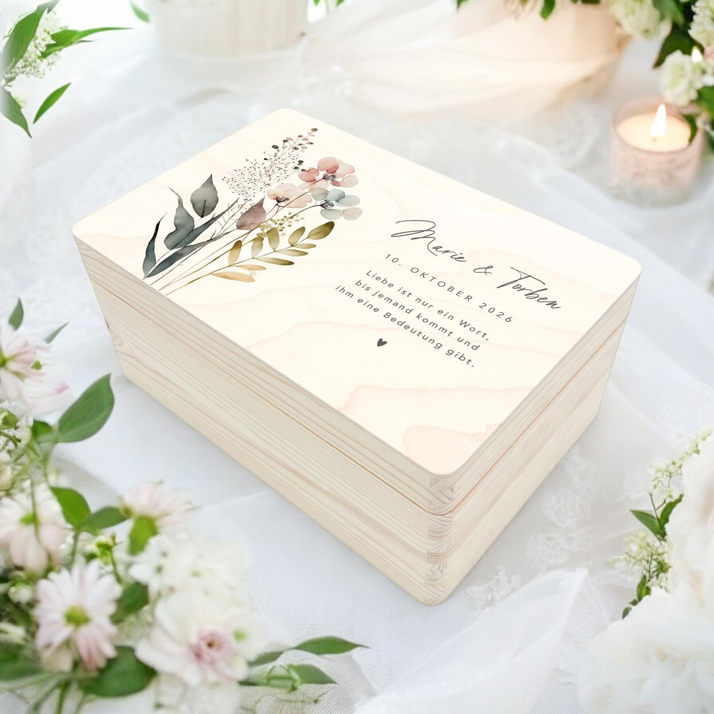 Erinnerungskiste Hochzeit personalisiertes Hochzeitsgeschenk für Brautpaar Holzkiste Erinnerungsbox Geschenkkiste Geschenkbox 30x20x13 cm