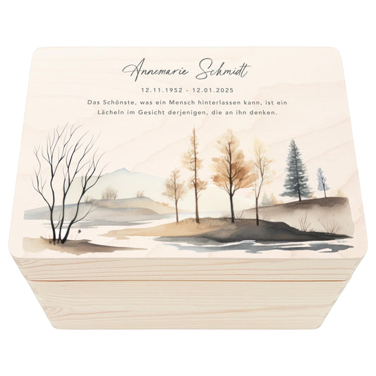 Trauerbox Trauergeschenk personalisiertes Andenken Erinnerungsbox Erinnerungskiste Holzkiste Geschenk für Angehörige Holzbox 30x20x13 cm