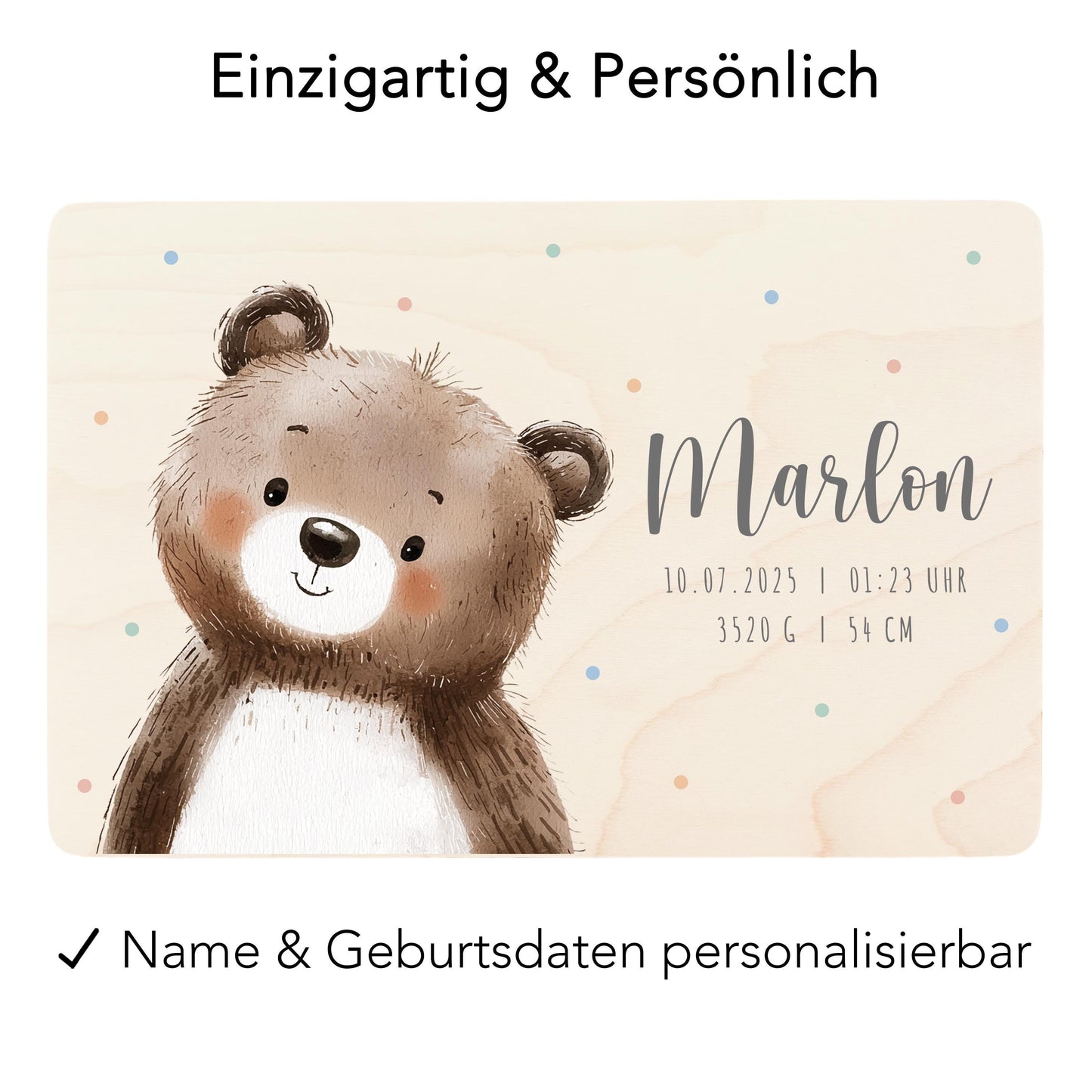 Erinnerungskiste Baby Bär Holzkiste personalisierte Erinnerungsbox Mädchen Junge Geschenk Geburt Geburtsgeschenk 30x20x13 cm