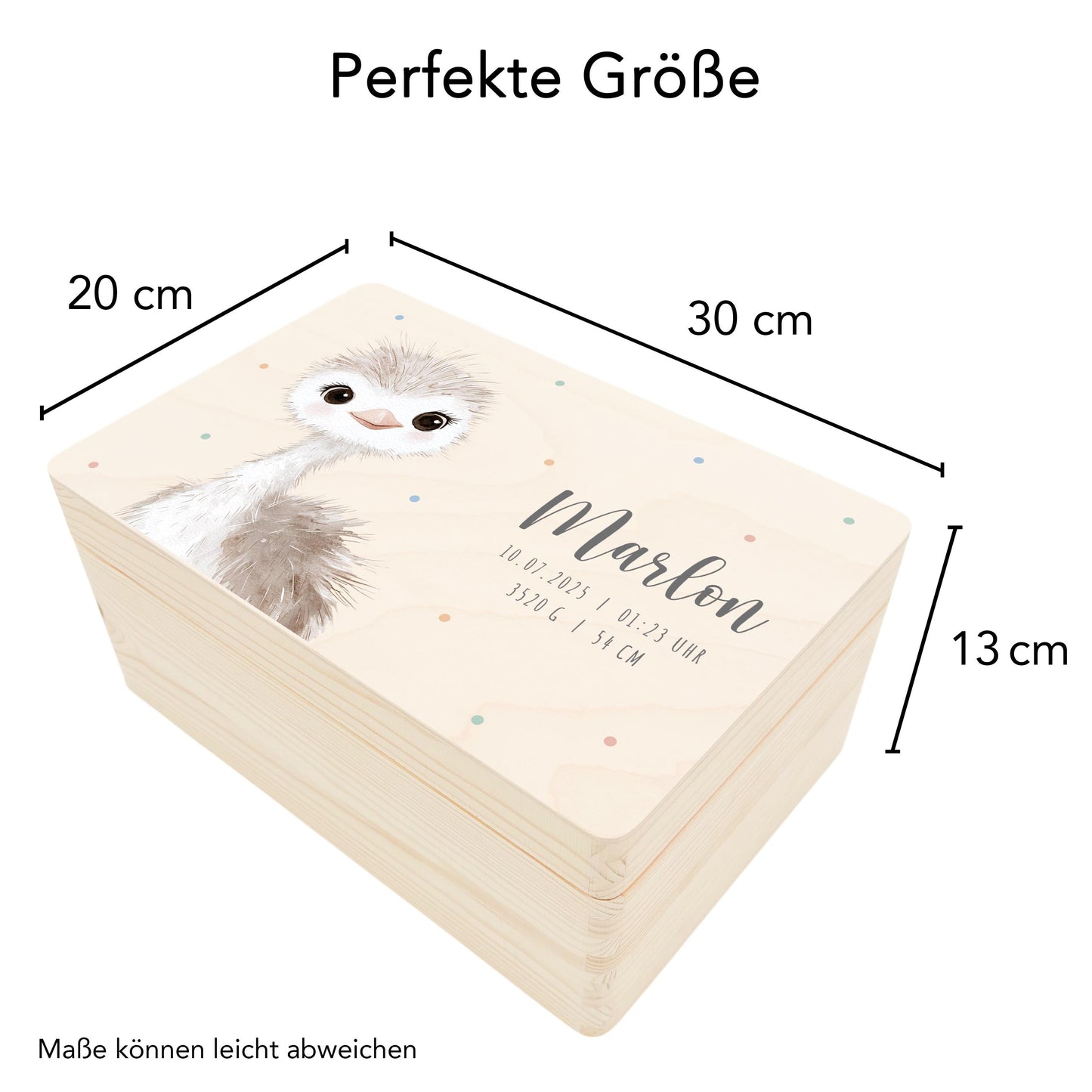 Erinnerungskiste Baby Strauß Holzkiste personalisierte Erinnerungsbox Mädchen Junge Geschenk Geburt Geburtsgeschenk 30x20x13 cm
