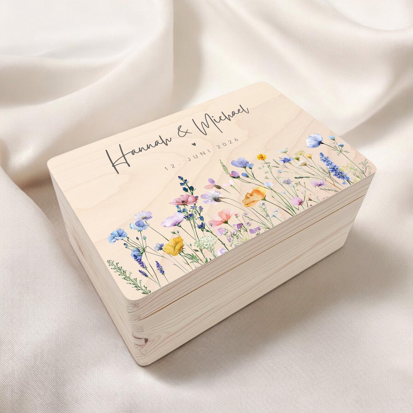 Erinnerungskiste Hochzeit personalisiertes Hochzeitsgeschenk für Brautpaar Holzkiste Erinnerungsbox Geschenkkiste Geschenkbox 30x20x13 cm