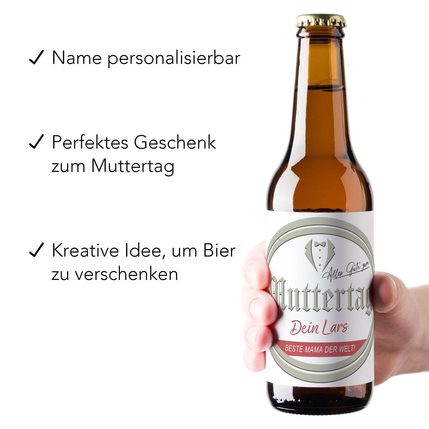 Muttertagsgeschenk Bieretiketten personalisiert Flaschenetikett Bier Muttertag Geschenk Mama Bierflaschen Etiketten 2 Stück | 9x9 cm