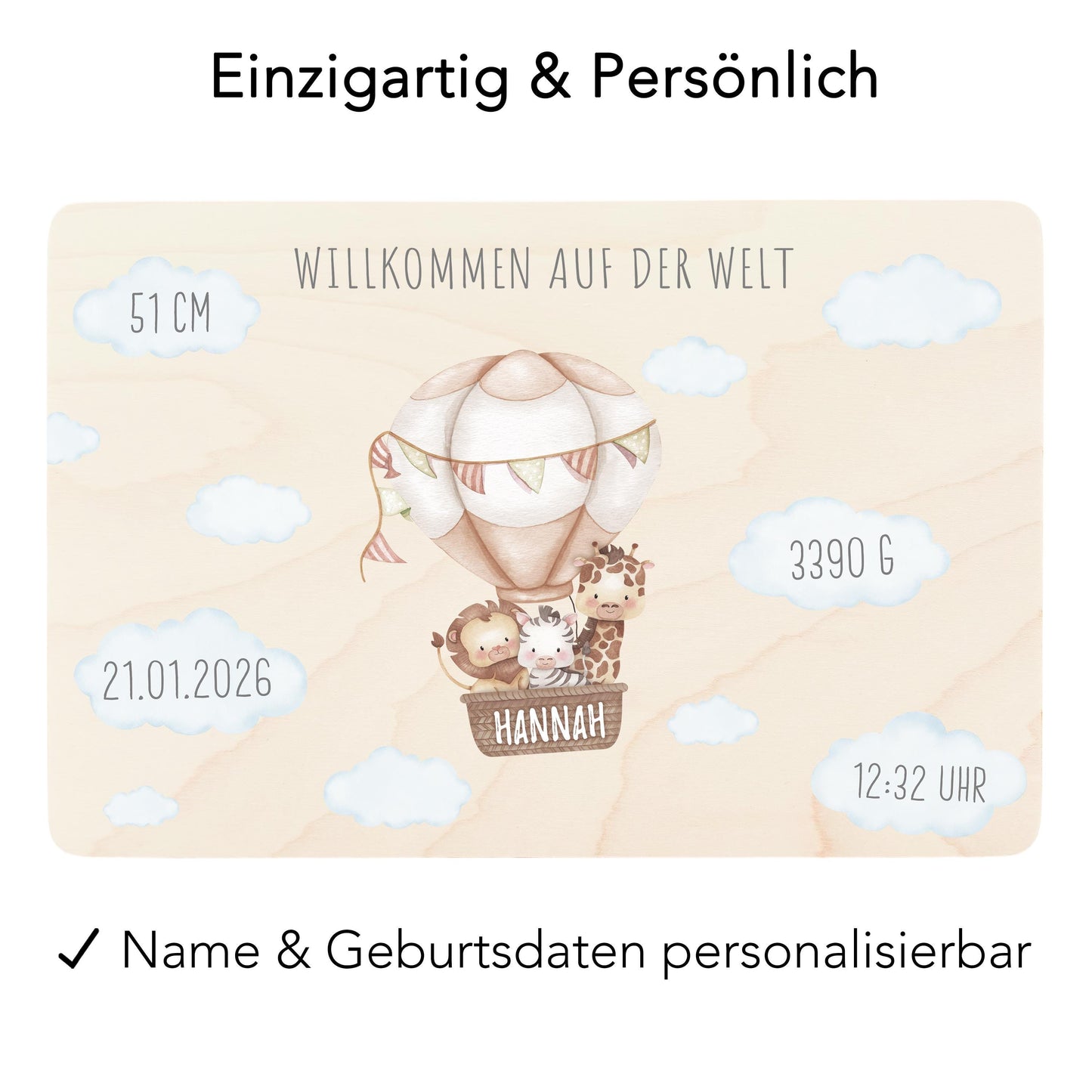 Erinnerungskiste Baby Holzkiste personalisierte Erinnerungsbox Mädchen Junge Geschenk Geburt Geburtsgeschenk 30x20x13 cm