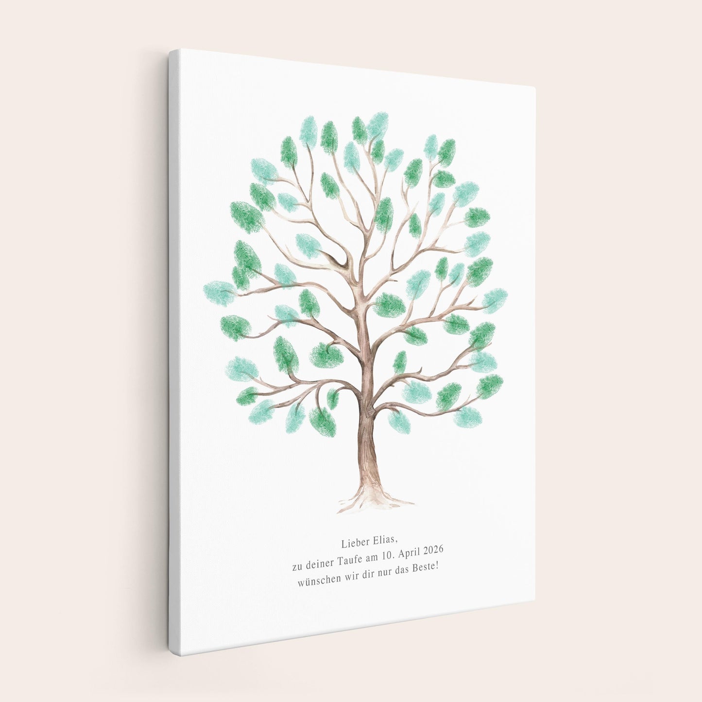 Taufgeschenk Gästebuch Taufe Gästebild personalisierte Leinwand für Fingerabdrücke Baum Geschenk Erinnerung 30x40 cm (OHNE Farbe)