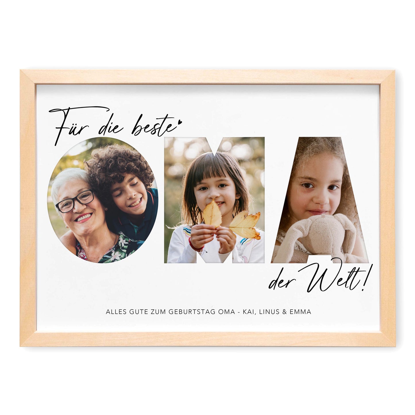 Oma Geschenk Geburtstag personalisiert Fotocollage Geburtstagsgeschenk Großmutter Fotogeschenk Muttertag (mit & ohne Rahmen)