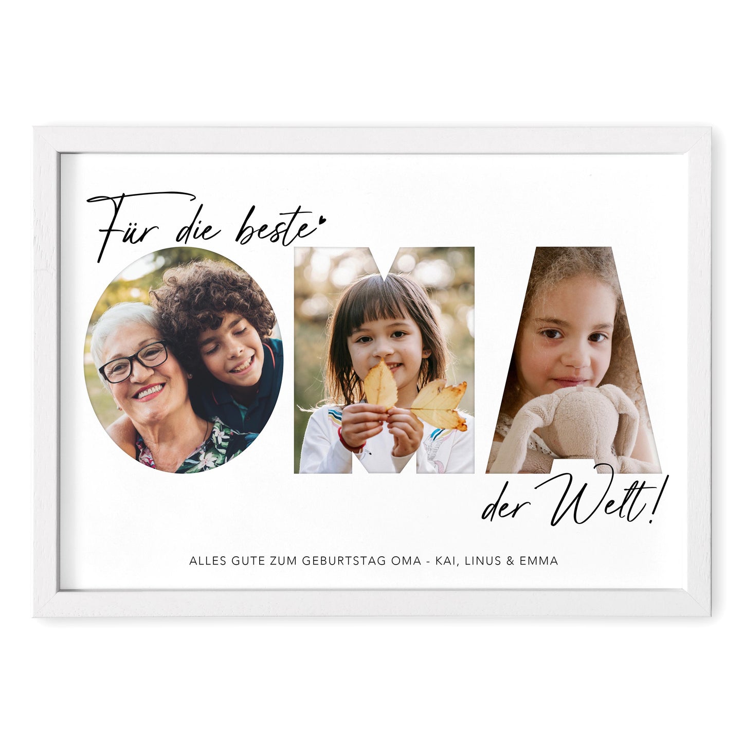 Oma Geschenk Geburtstag personalisiert Fotocollage Geburtstagsgeschenk Großmutter Fotogeschenk Muttertag (mit & ohne Rahmen)
