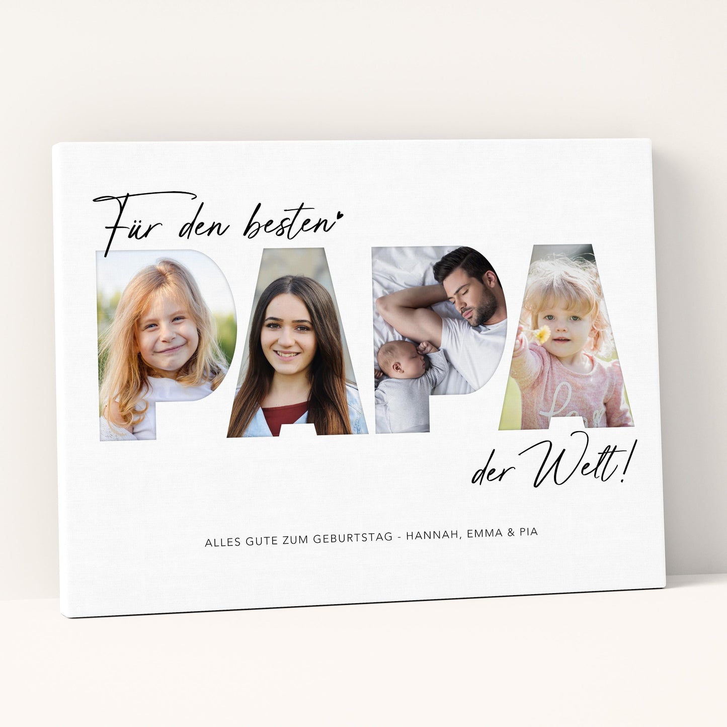 Geburtstagsgeschenk Papa Vatertagsgeschenk personalisierte Leinwand Fotocollage Vater Fotoleinwand Geschenk zum Geburtstag 30x40 cm