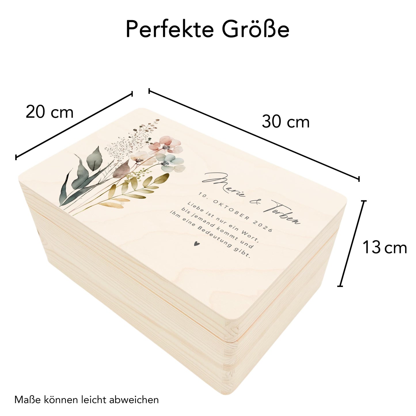 Erinnerungskiste Hochzeit personalisiertes Hochzeitsgeschenk für Brautpaar Holzkiste Erinnerungsbox Geschenkkiste Geschenkbox 30x20x13 cm