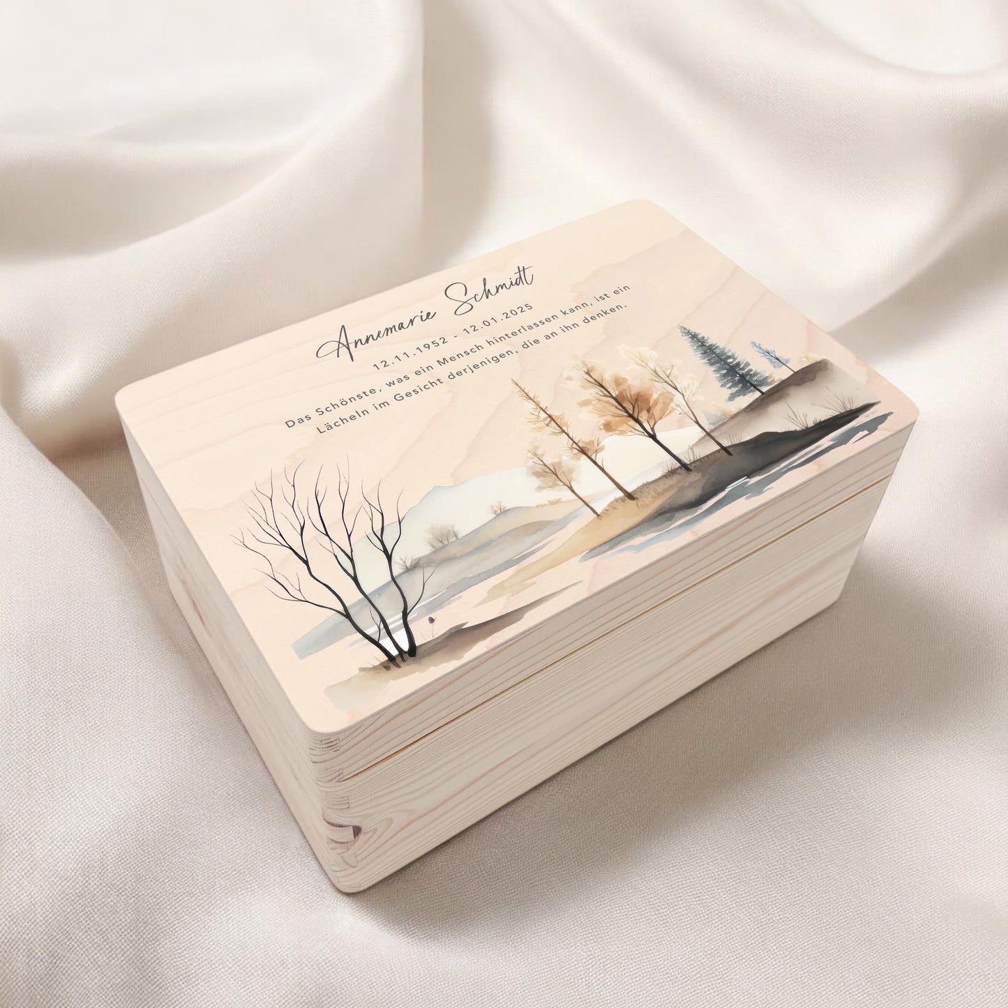 Trauerbox Trauergeschenk personalisiertes Andenken Erinnerungsbox Erinnerungskiste Holzkiste Geschenk für Angehörige Holzbox 30x20x13 cm