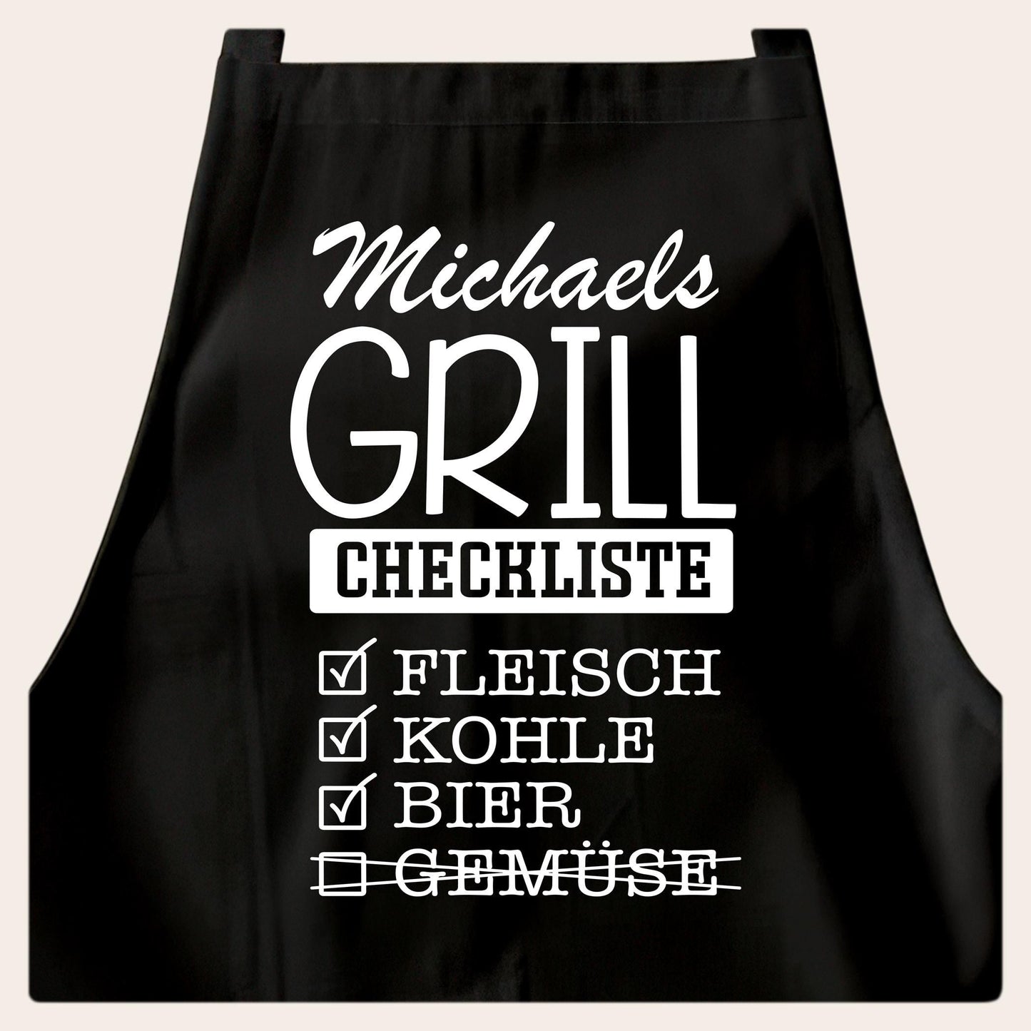 Grillschürze personalisiert Mann Schürze für Männer lustiges Grillzubehör Geschenk Grillgeschenk Kochschürze Schwarz
