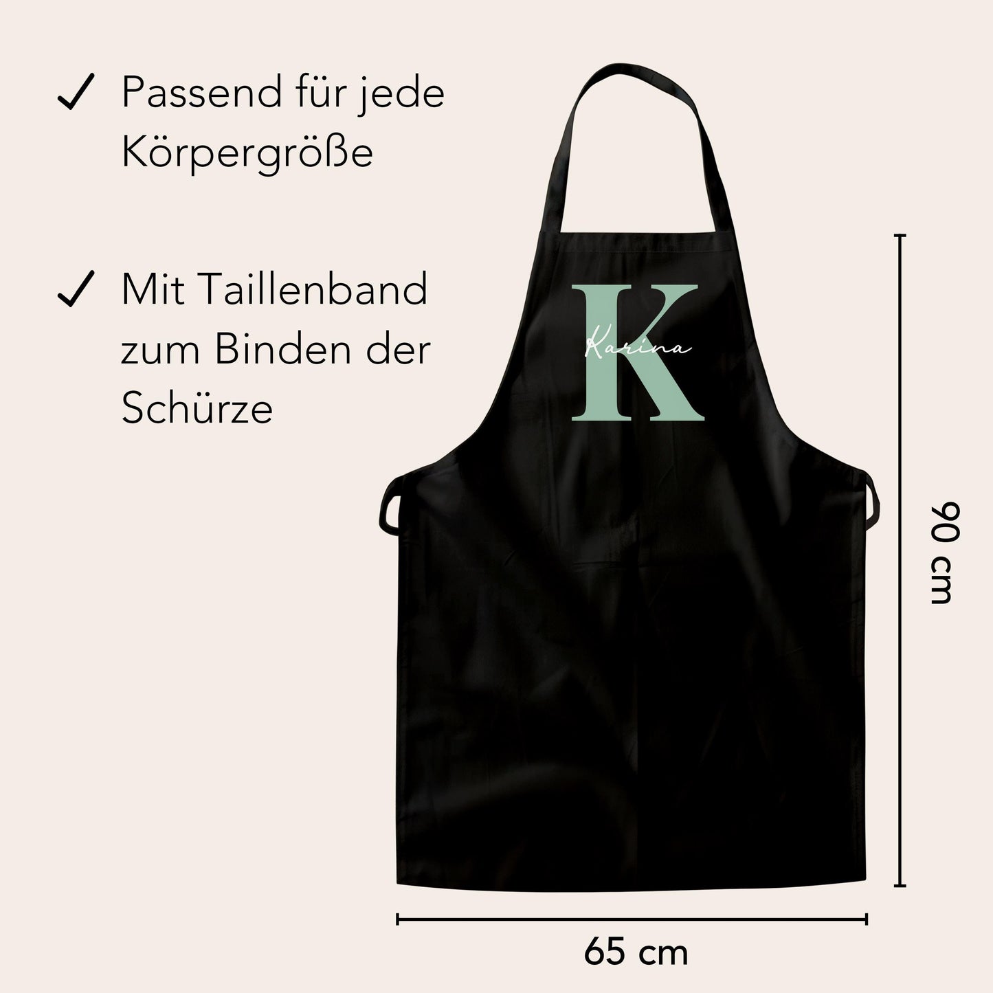 Kochschürze Damen Schürze personalisiert Geschenk für Mama Oma Frauen Küchenschürze Buchstabe Überwurfschürze Backschürze Schwarz