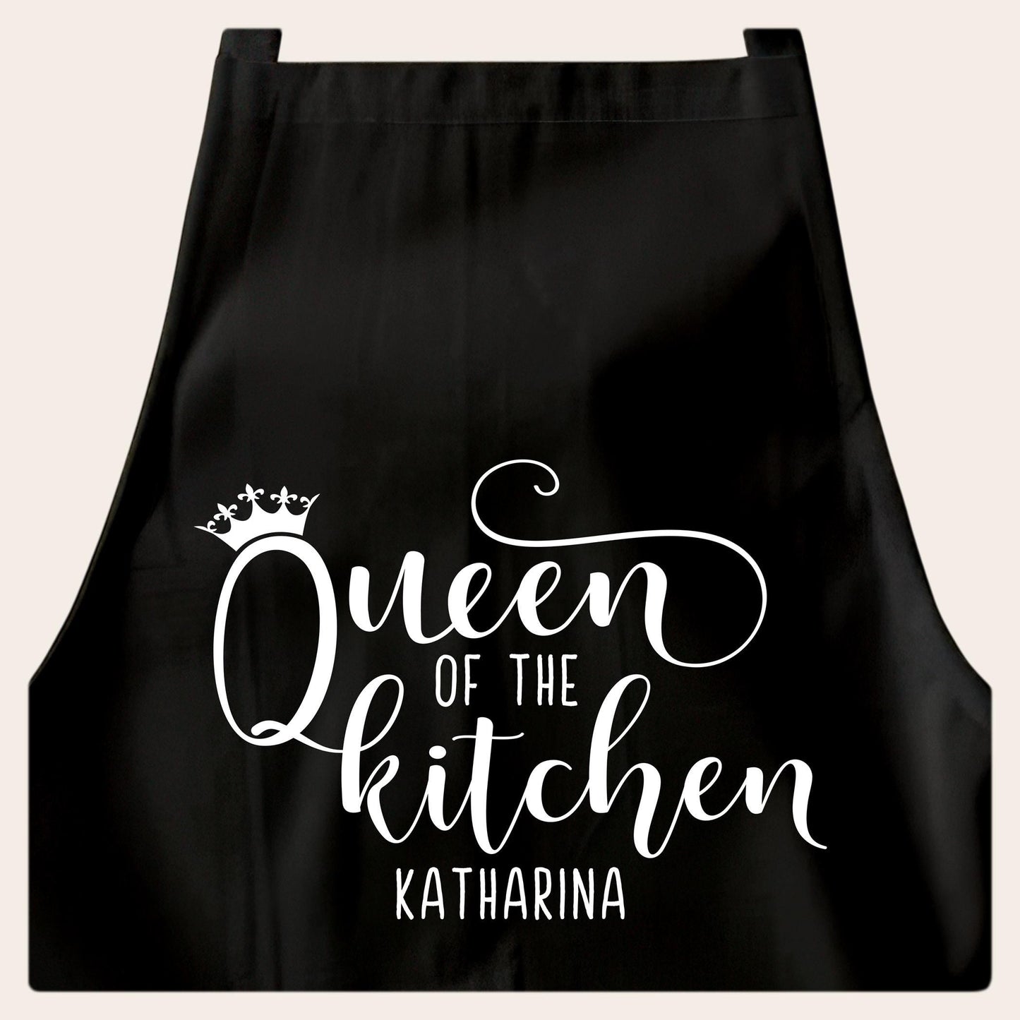 Schürze Damen personalisiert Kochschürze für Frauen lustiges Geschenk "Queen of the kitchen" Küchenschürze Backschürze Schwarz