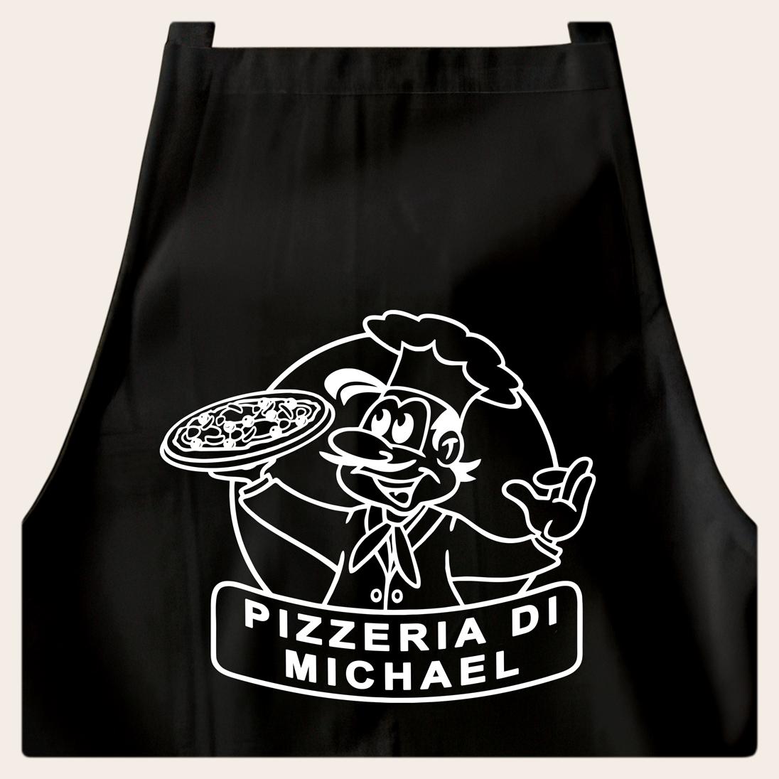 Pizza Schürze personalisierte Pizzabäcker Kochschürze Herren Frauen lustiges Geschenk Pizzeria Küchenschürze Schwarz