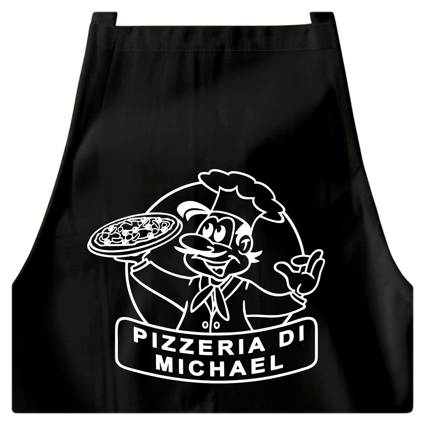 Pizza Schürze personalisierte Pizzabäcker Kochschürze Herren Frauen lustiges Geschenk Pizzeria Küchenschürze Schwarz