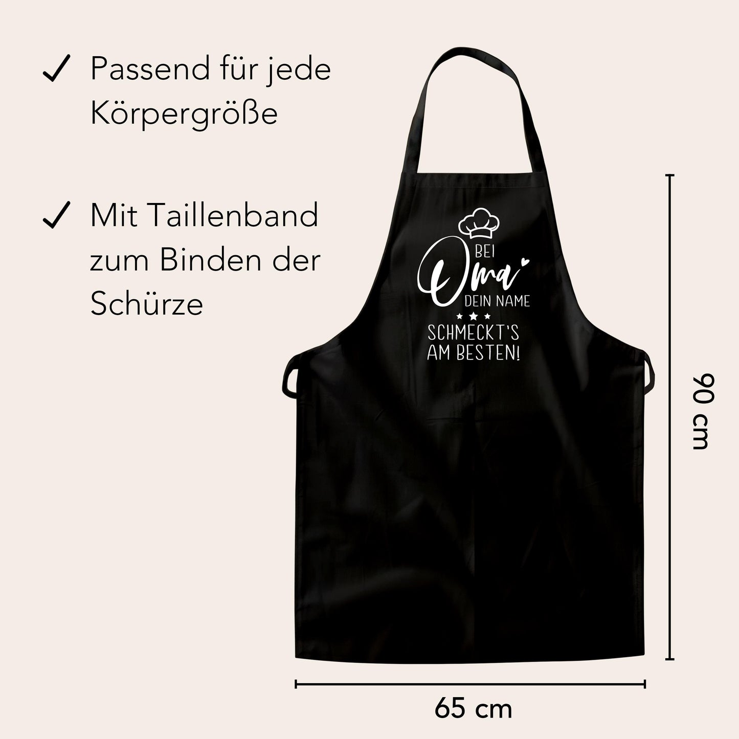 Oma Schürze personalisiert Kochschürze Damen Geschenk Geburtstag Großmutter Küchenschürze Muttertagsgeschenk Backschürze Schwarz