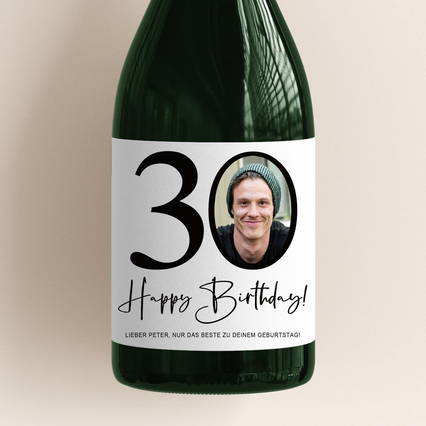 30. Geburtstag Sektetiketten personalisiert Foto Sekt Flaschenetiketten Geburtstagsgeschenk Geschenk Sektflasche Etiketten 2 Stk. | 10x12 cm