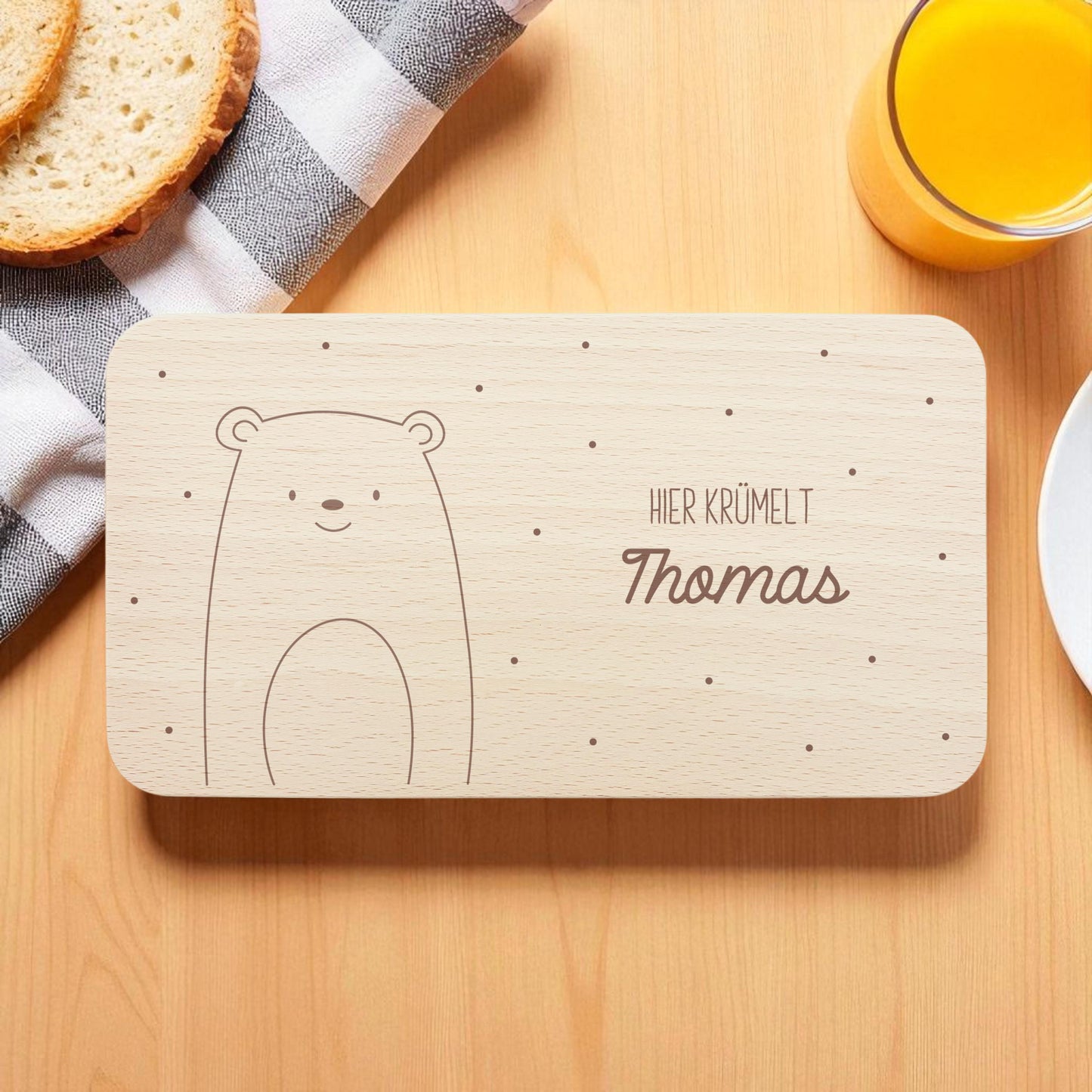 Frühstücksbrettchen Bär personalisiert Brettchen Holz Holzbrett für Kinder Geschenk Baby Geburtsgeschenk Frühstücksbrett mit Gravur