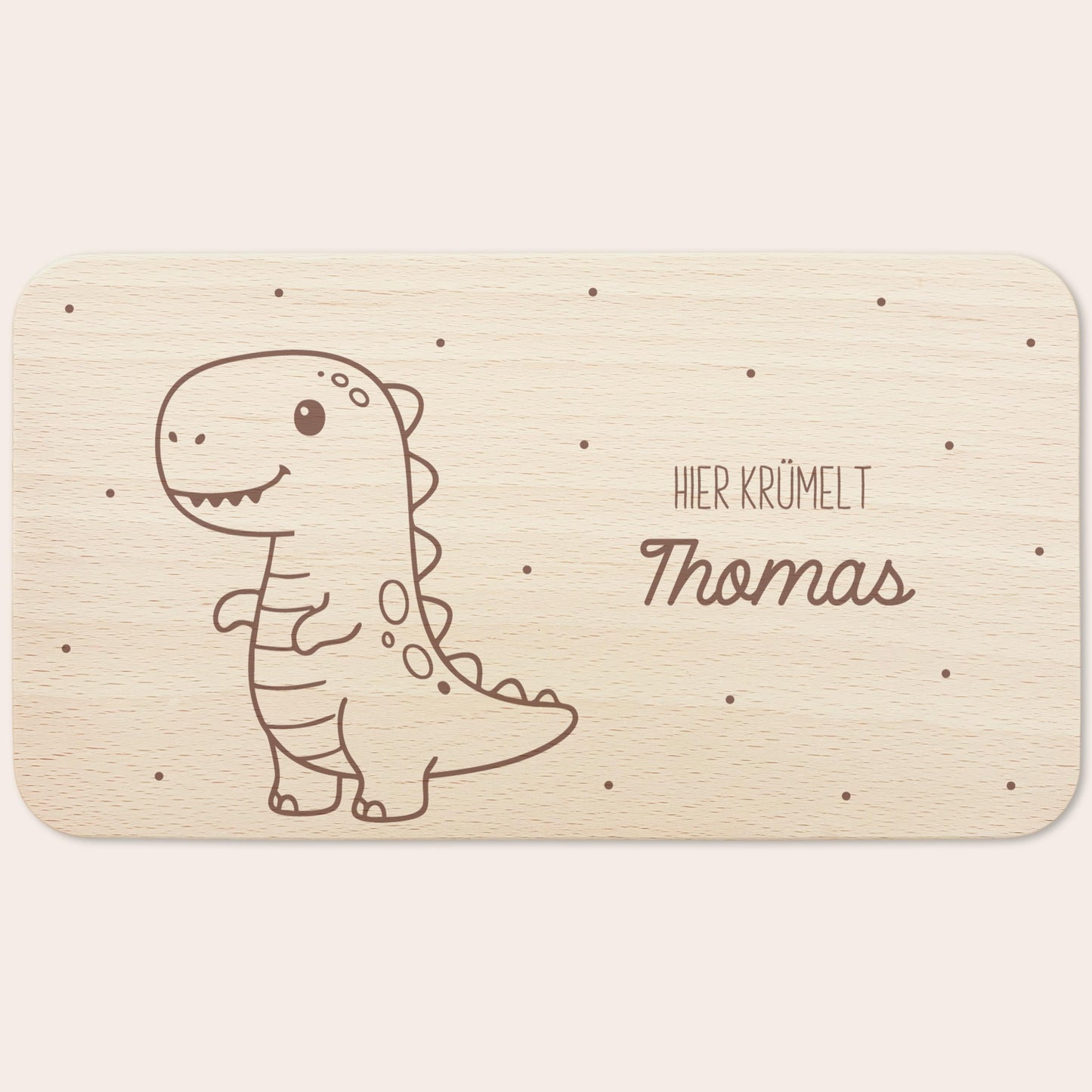 Frühstücksbrettchen Dino personalisiert Dinosaurier Holzbrett für Jungen Geschenk Baby Taufgeschenk Holzbrettchen Frühstücksbrett mit Gravur