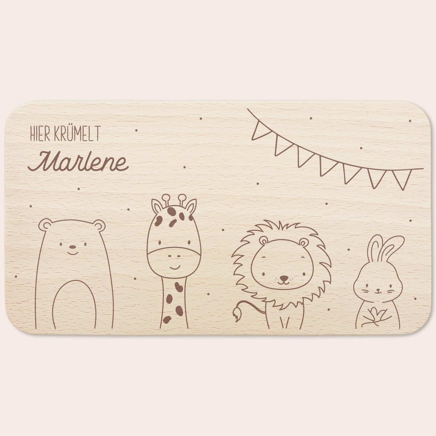 Frühstücksbrettchen personalisiert Hier krümelt Brettchen Holz Holzbrett für Kinder Geschenk Baby Geburtsgeschenk Frühstücksbrett mit Gravur