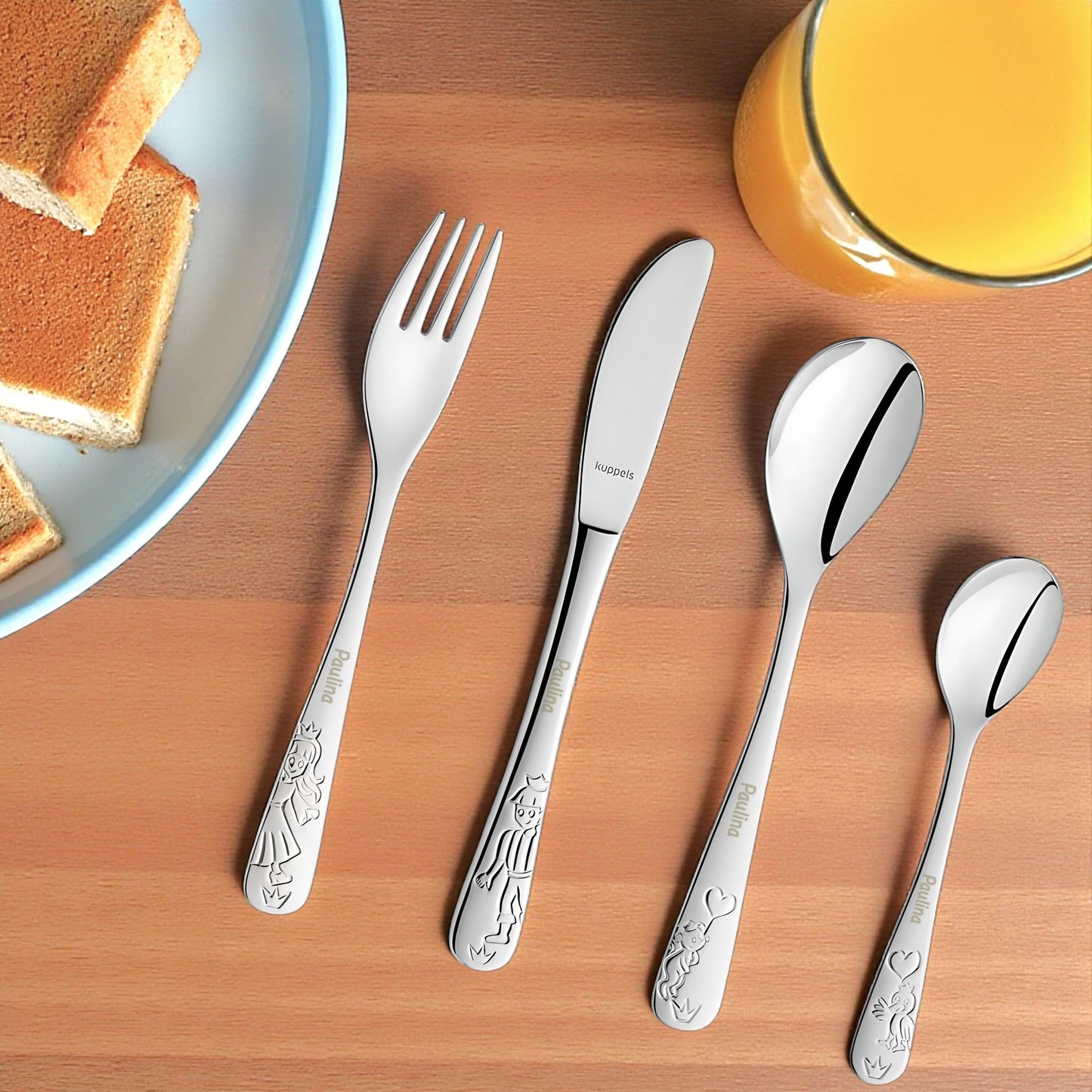 Kinderbesteck mit Gravur Kinder Besteck Set 3 Jahre personalisiert Taufgeschenke für Mädchen Geburtstagsgeschenk Kindergeschirr Prinzessin