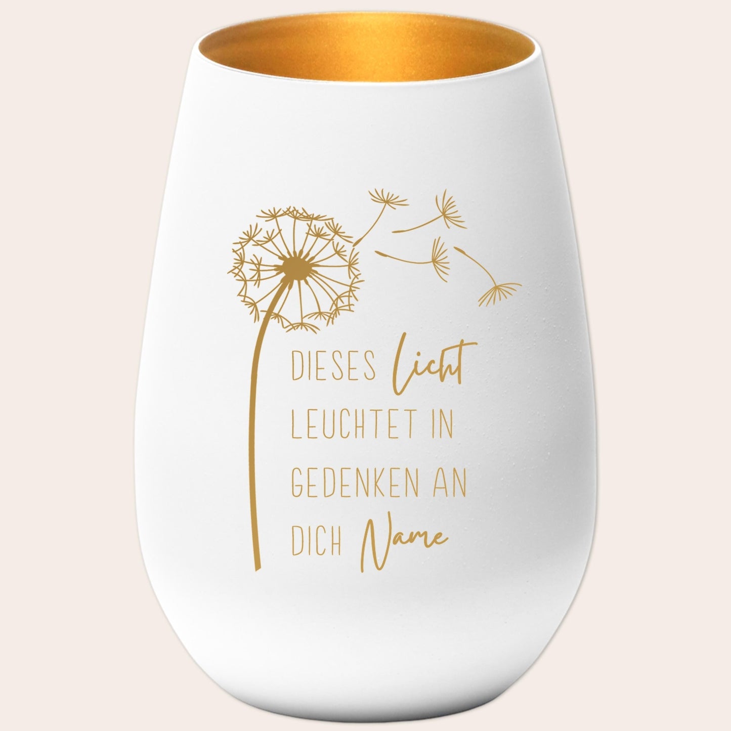 Trauerlicht Trauerkerze personalisiert Windlicht mit Gravur aus Glas Trauer Geschenk Trauergeschenk Verstorbene Erinnerung (Weiß)