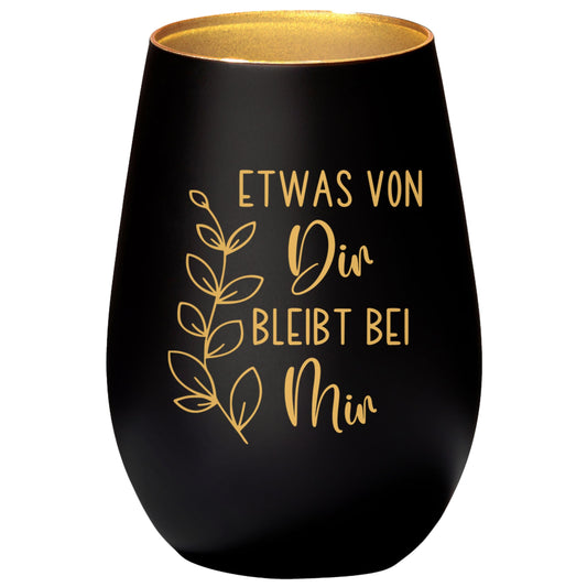 Trauergeschenk Trauerkerze Andenken an Verstorbene Windlicht Trauer Geschenk für Hinterbliebene Trauerlicht Gedenkkerze (Schwarz)