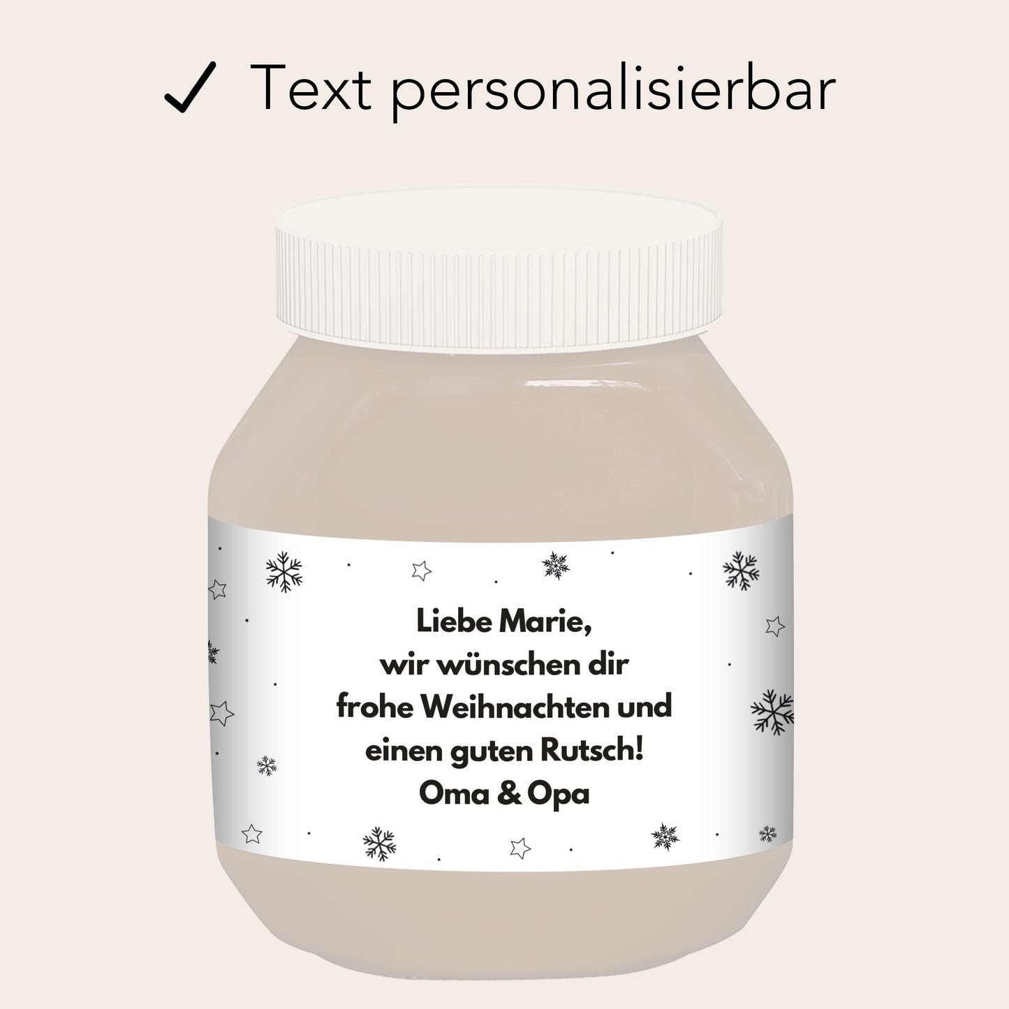 Schokoaufstrich Etiketten Weihnachten personalisiert Aufkleber für z.B. Glas Nutella Geschenk Weihnachtsgeschenk | 2 Stück