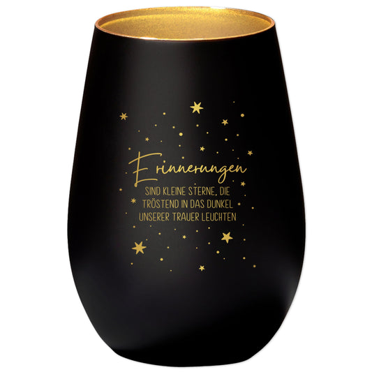 Trauerlicht Erinnerung Windlicht Trauergeschenk Trauerkerze Andenken an Verstorbene Trauer Geschenk für Hinterbliebene (Schwarz)