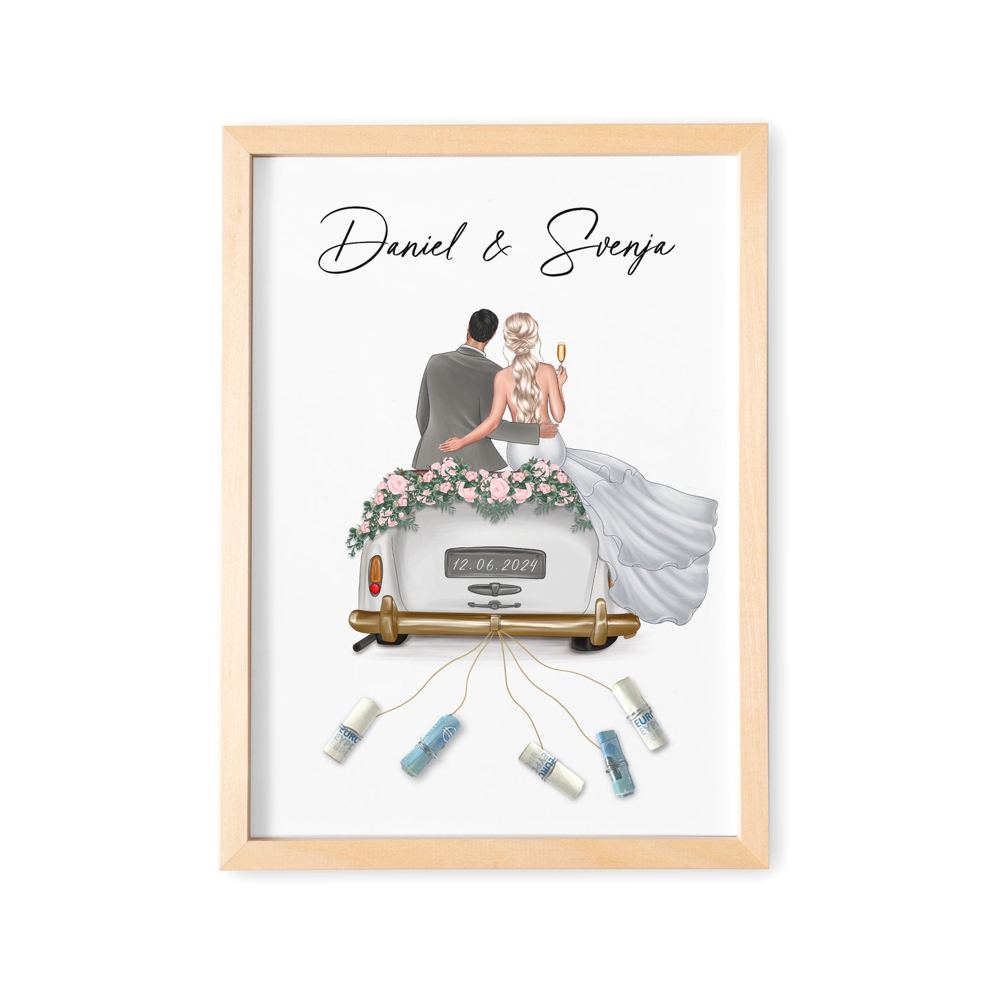Geldgeschenk Zur Hochzeit Personalisierbares Bild Mit Braut & Bräutigam