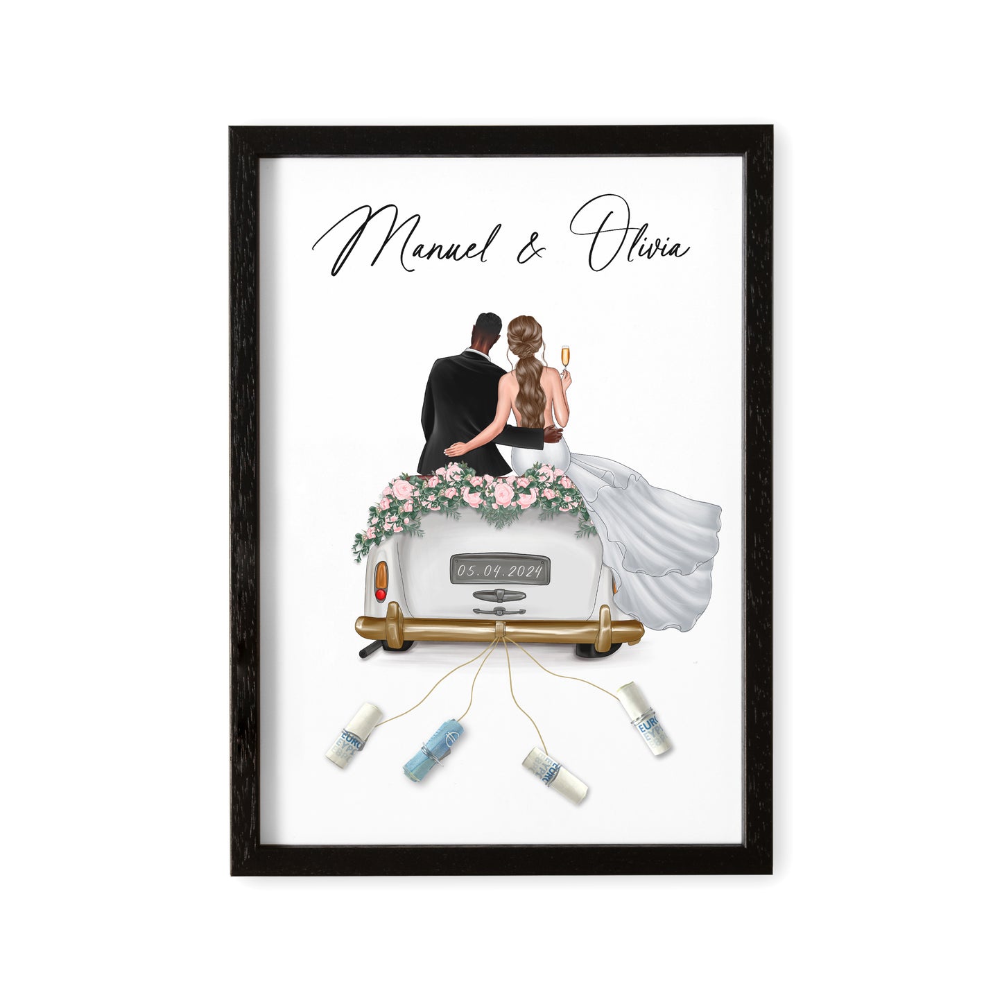 Geldgeschenk Zur Hochzeit Personalisierbares Bild Mit Braut & Bräutigam